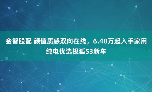 金智股配 颜值质感双向在线，6.48万起入手家用纯电优选极狐S3新车